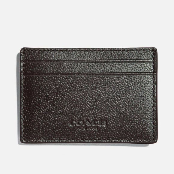 NWT COACH Money Clip Card Case in Black Leather with Coach Gift Box - Picture 1 of 6